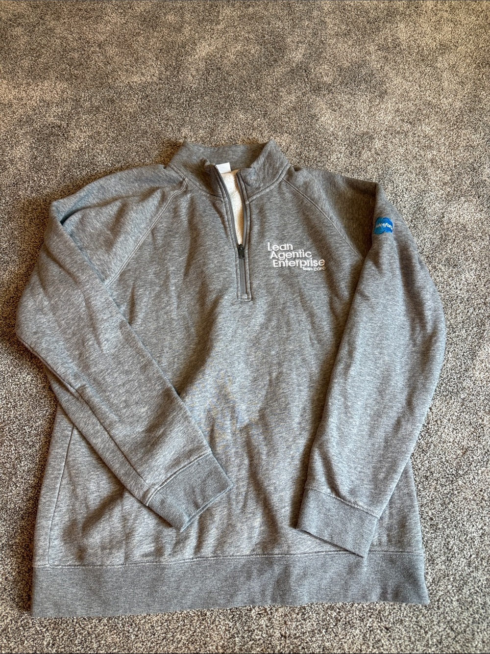 Sport-Tek Gray Quarter-Zip Sweater with White Logo
